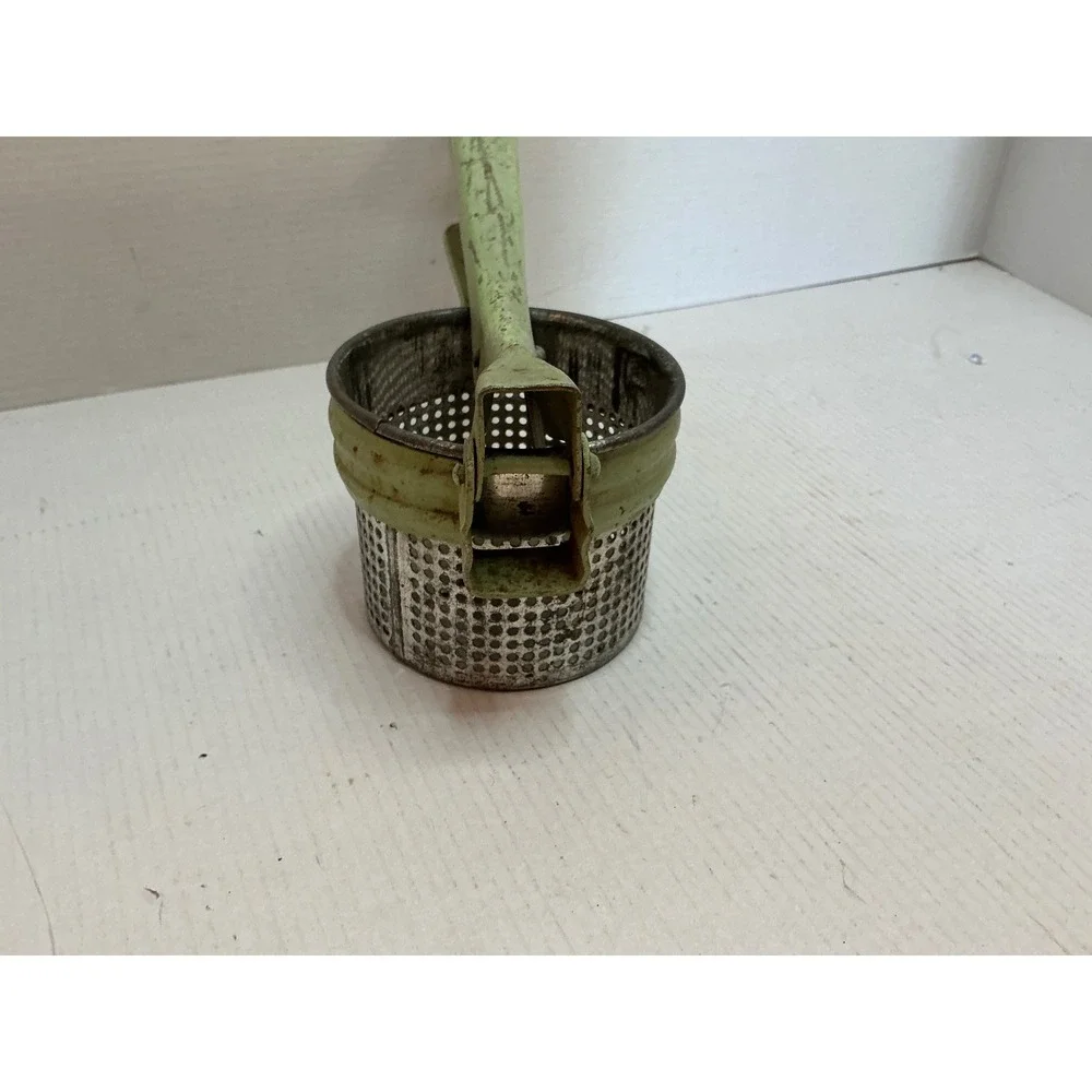 Vintage Potato Ricer Green Metal Hand Press Fruit Masher Farmhouse
